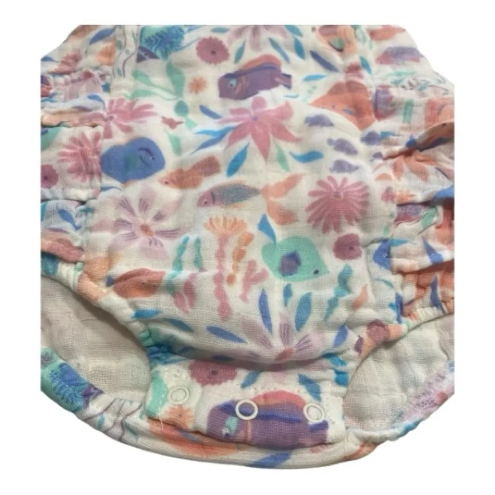Angel Dear Tropical Fish Floral Ruffle suit 3-6 mo